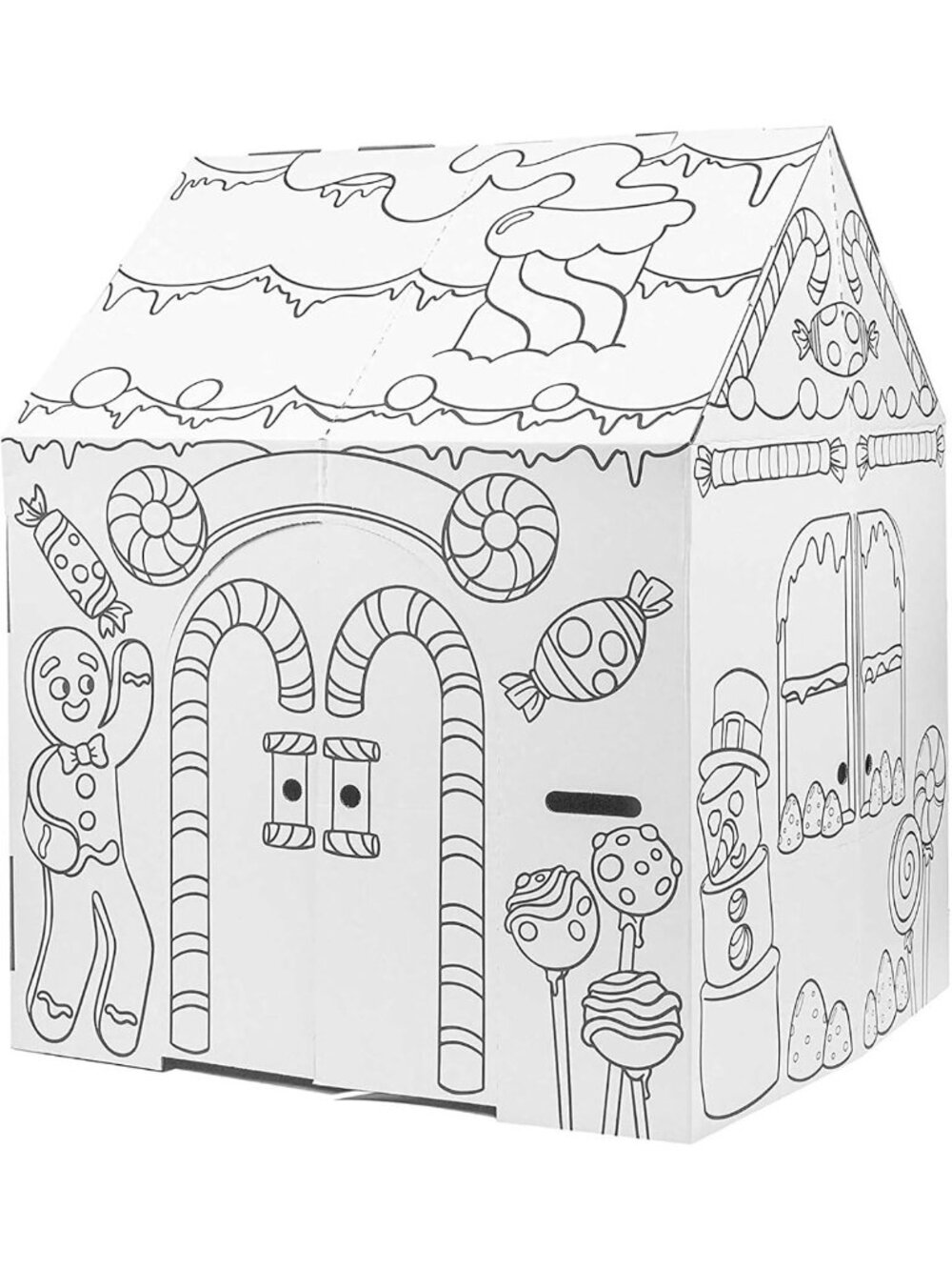Cardboard Gingerbread House Kids Fort - DIY Indoor Playhouse Tent Art Kit